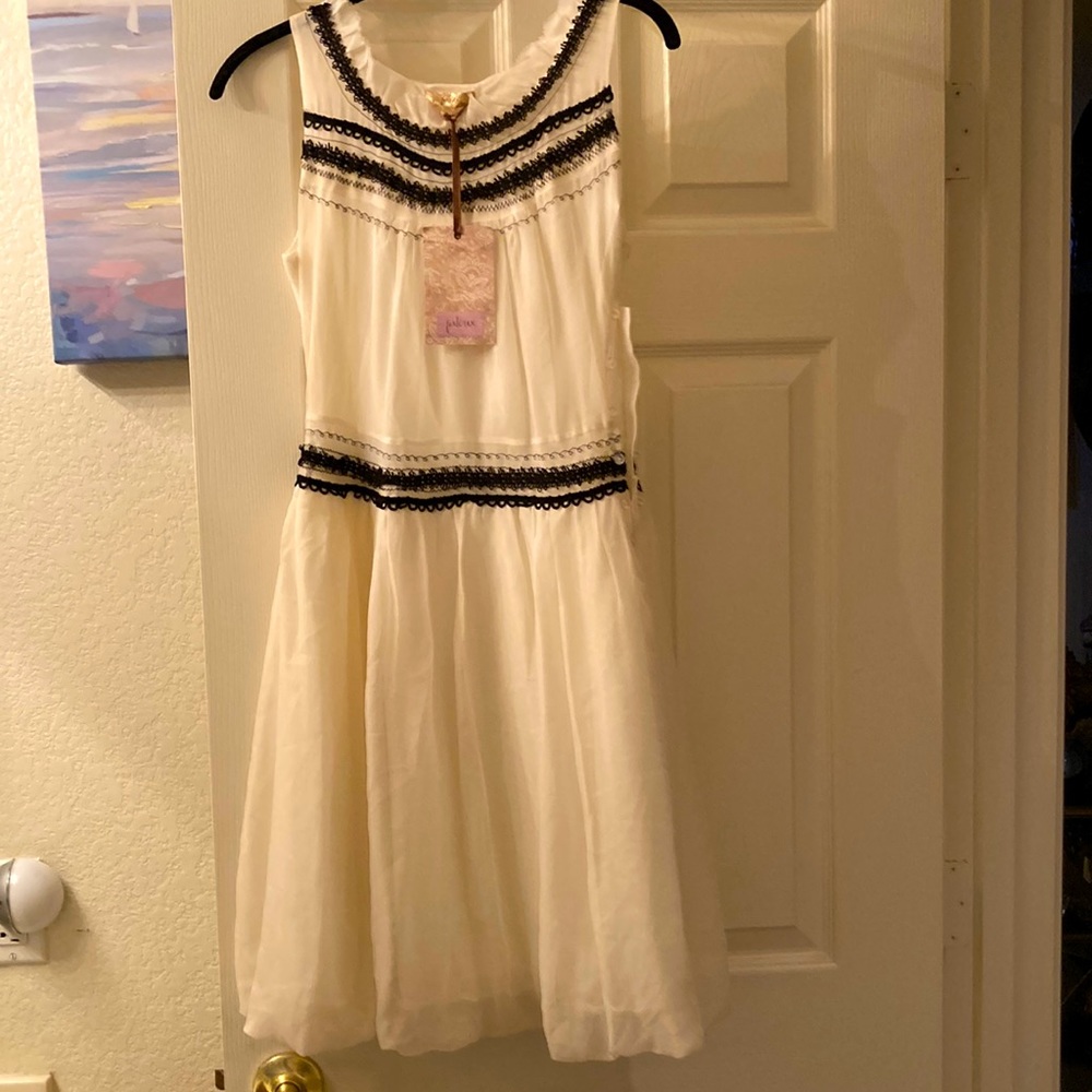 New silk sleeveless dress ivory black